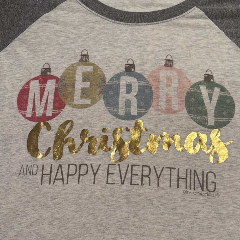 Holiday Shirt with Gold and Multicolor Design